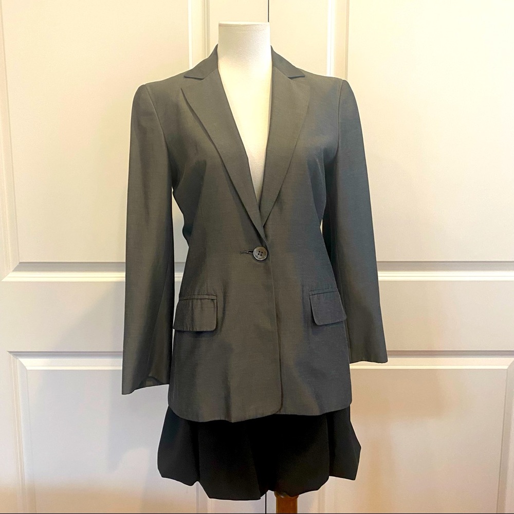 BCBG MAXAZRIA Vintage Blazer Jacket - Cotton Blend - Dark Gray
